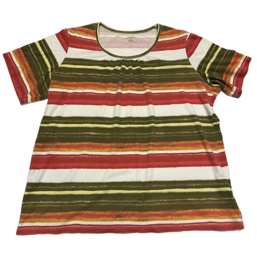 Allison Daley Women’s Striped Tee - Red, Green, and White Size XL